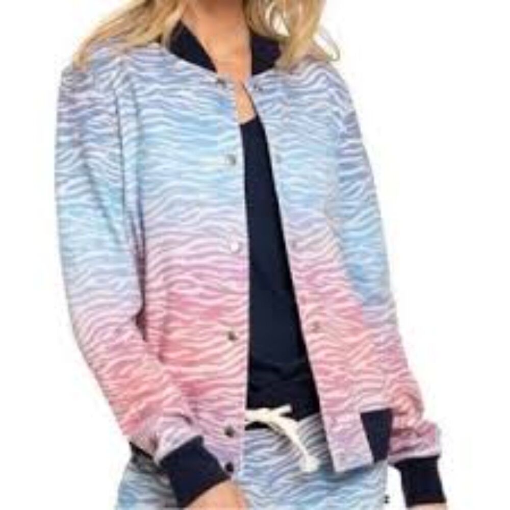 Sol Los Angeles Colorful Zebra Print Bomber Jacket Size M
